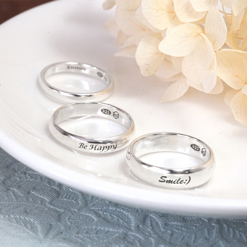 圆弧银戒 925纯银戒指 刻字订制 定制化 男戒 女戒 应援小物 - 戒指 - 纯银 银色