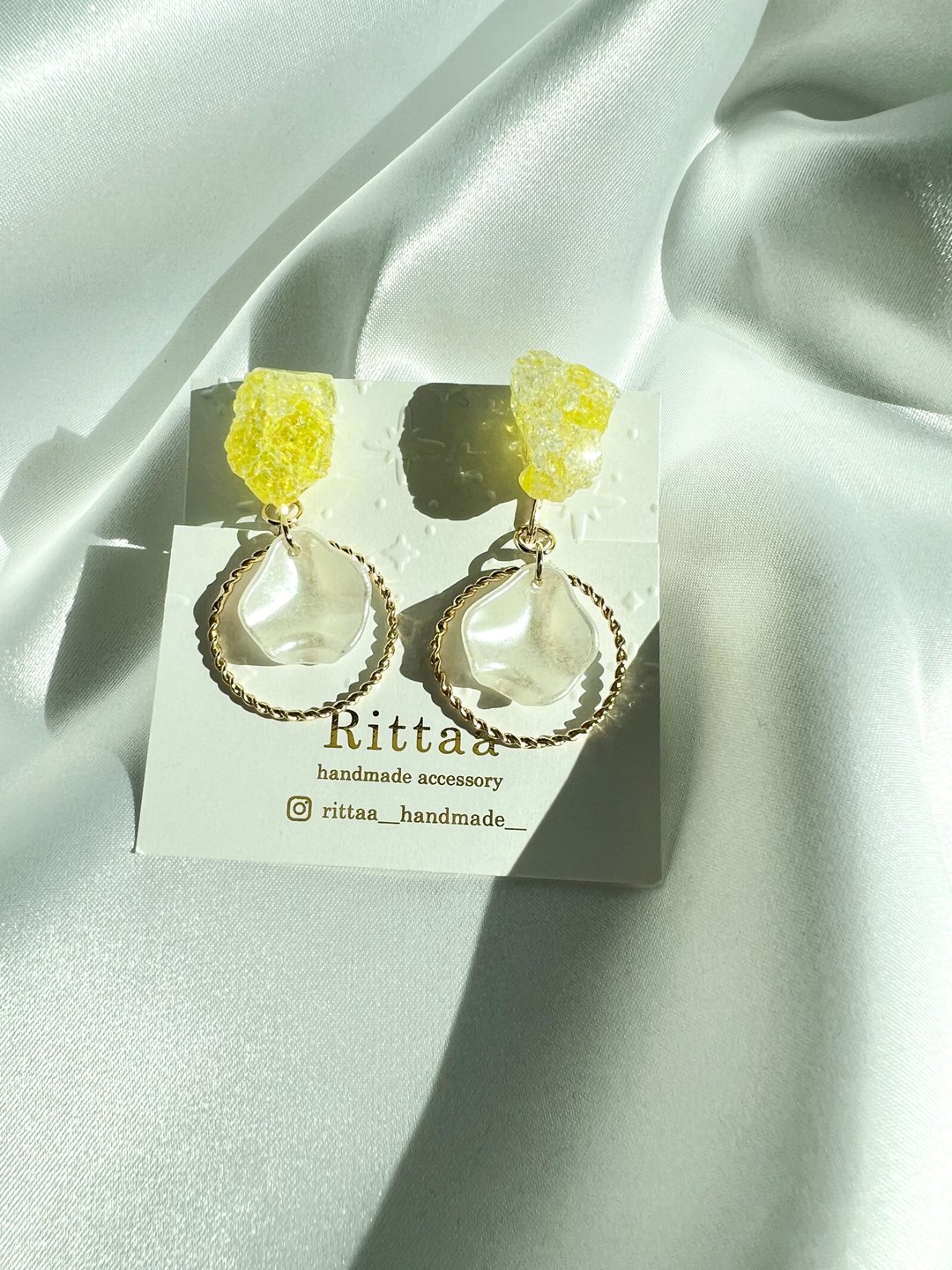 Ryukyu glass Clip-On yellow - 耳环/耳夹 - 玻璃 黄色
