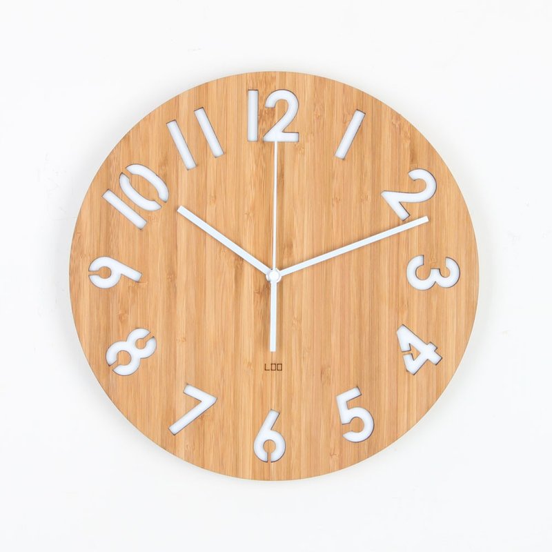 LOO 竹制静音挂墙钟 | 数字. 白色 - 时钟/闹钟 - 竹 白色