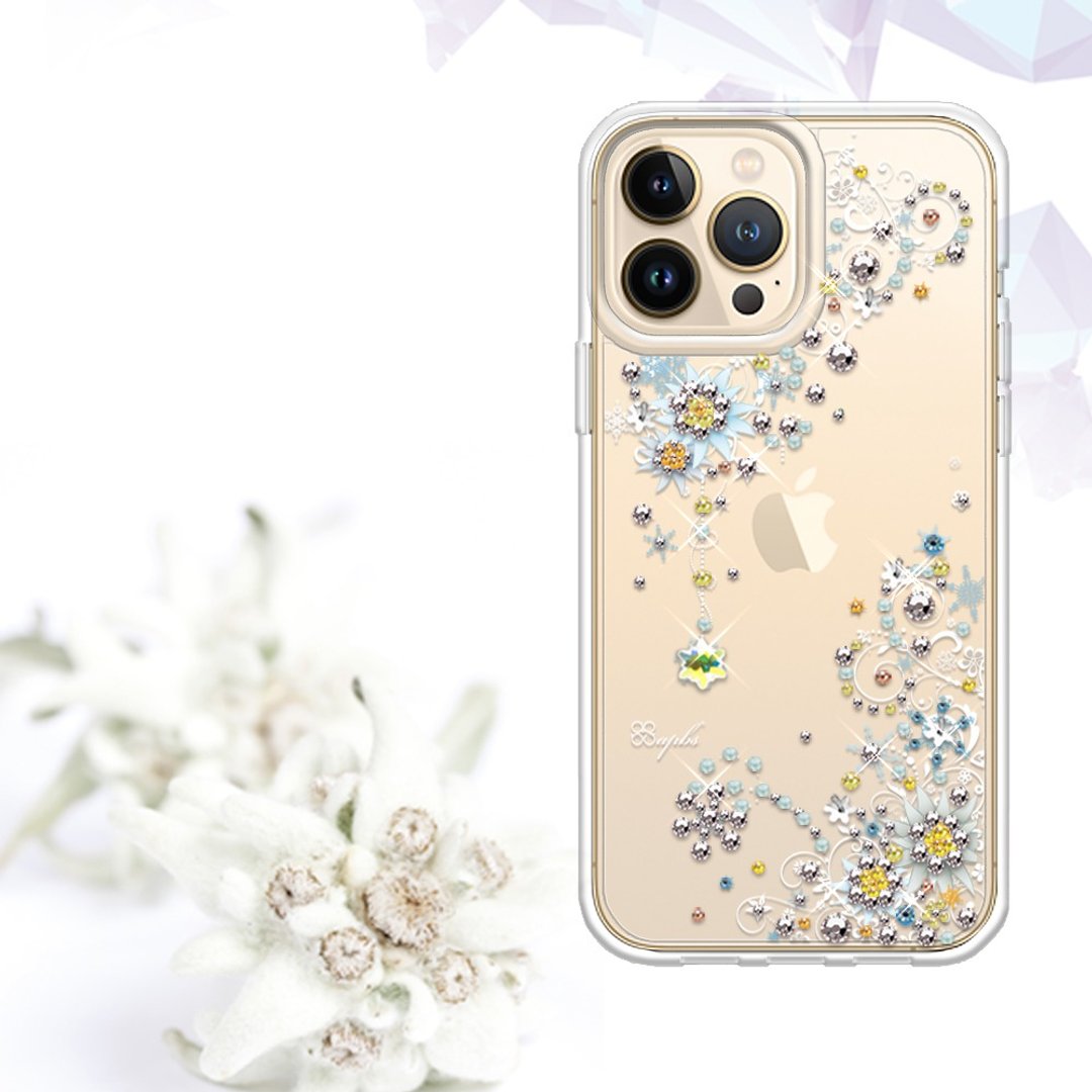 iPhone 13全系列 轻薄军规防摔彩钻手机壳-雪绒花 - 手机壳/手机套 - 其他材质 多色