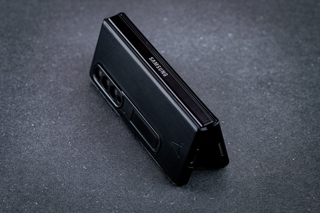 ARMOR Samsung Galaxy Z Fold4 全真皮电话保护壳_午夜黑 - 手机壳/手机套 - 真皮 