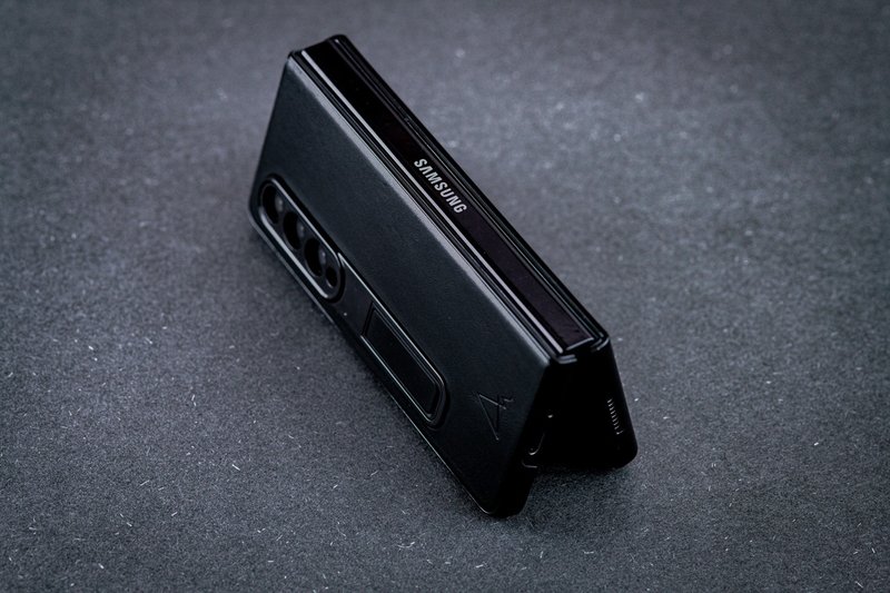 ARMOR Samsung Galaxy Z Fold4 全真皮电话保护壳_午夜黑 - 手机壳/手机套 - 真皮 