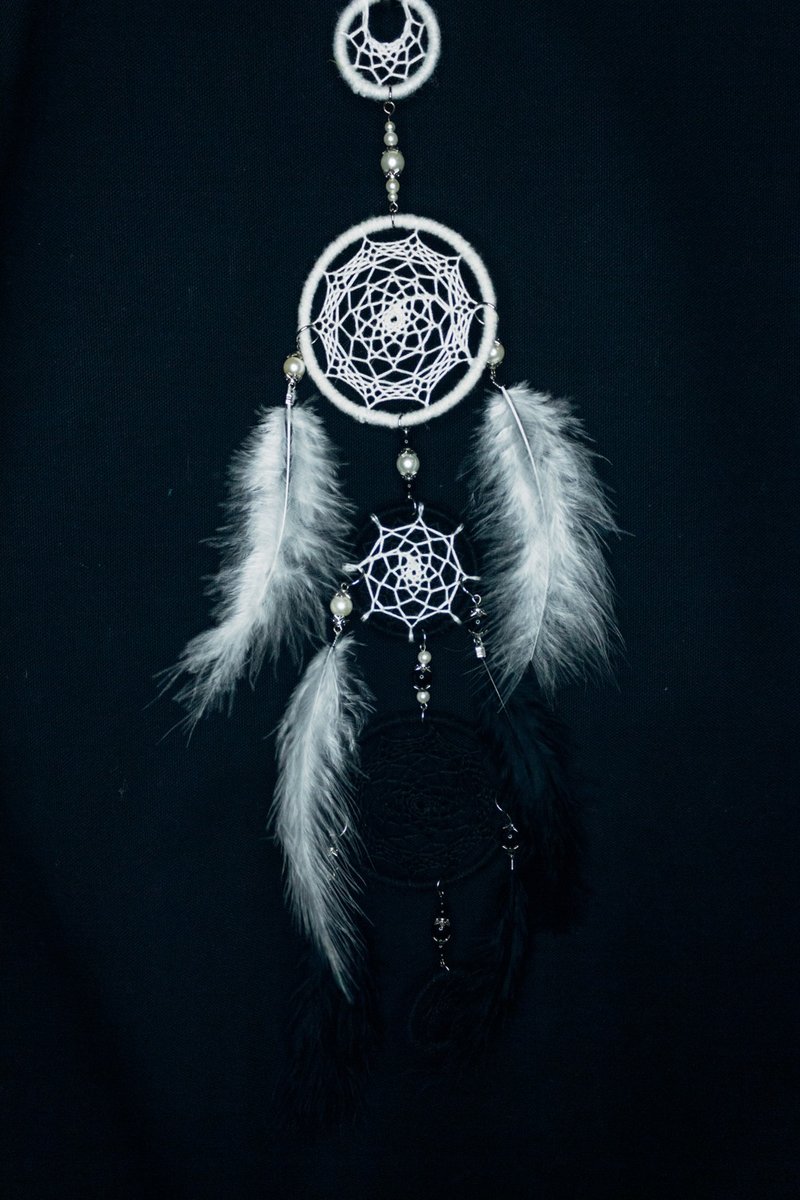 纯手工捕梦网 Handmade Dreamcatcher－【黑白相反】 - 摆饰 - 棉．麻 黑色