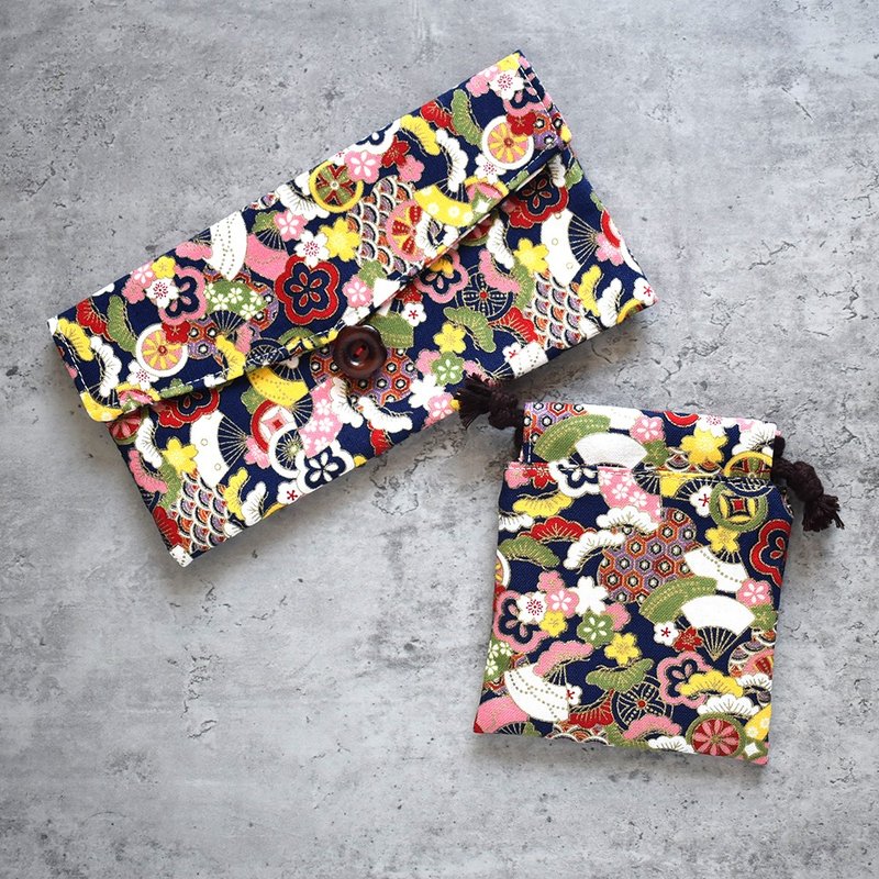 开运喜气组合(存折袋+印章袋)_烫金扇形樱花 - 红包/春联 - 棉．麻 蓝色