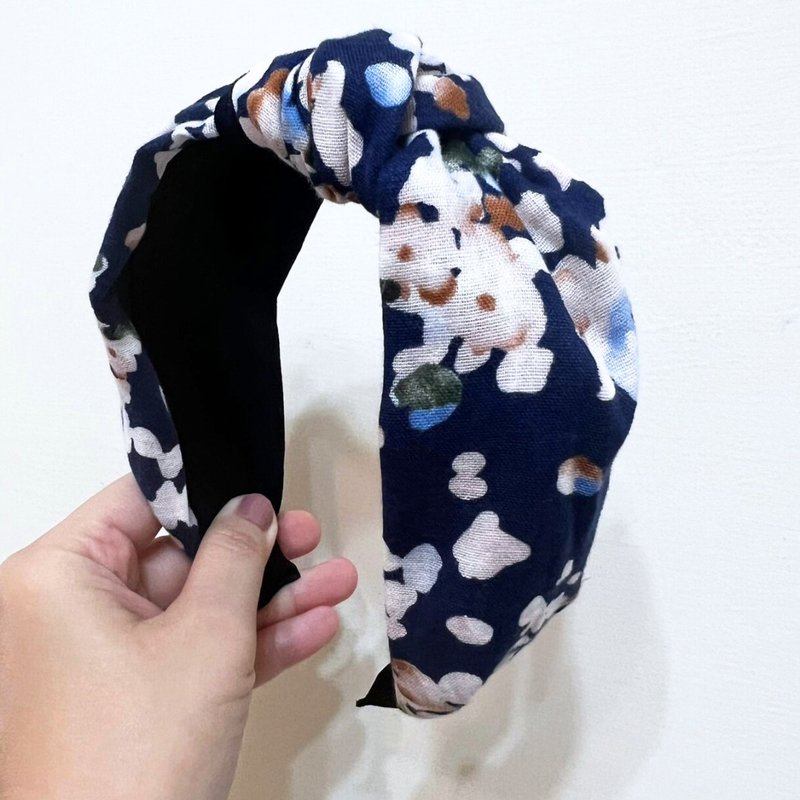 日本晕染六层纱 高弹力 扭结发箍 少量制作 手作发箍 - 发带/发箍 - 棉．麻 蓝色