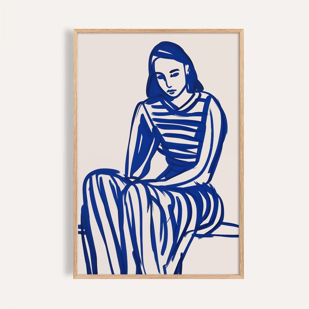 蓝色凝视 Blue Gaze / 当代版画人物挂画 画芯 海报 - 海报/装饰画/版画 - 纸 