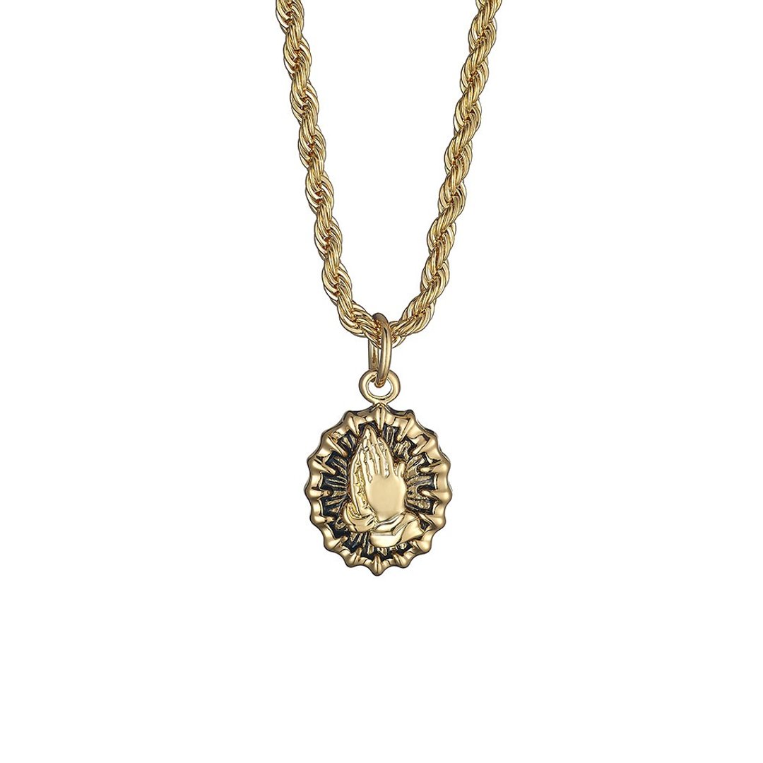 祈祷手项链 Praying Hands Necklace - 项链 - 其他金属 金色