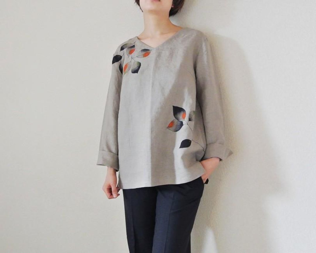 Long-sleeved blouse <Konoha> - 女装上衣 - 棉．麻 