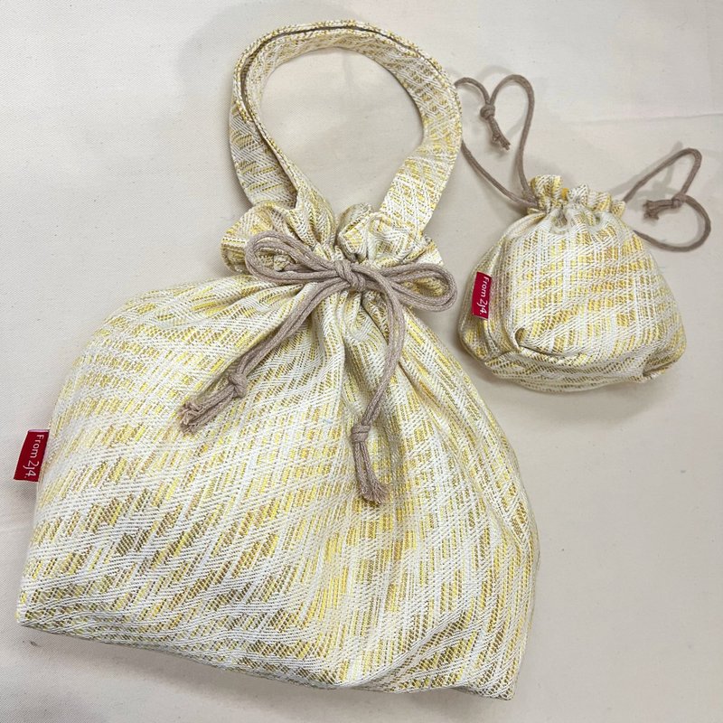 From2j4手工布包_花路手提袋(Golden hour) - 手提包/手提袋 - 棉．麻 黄色