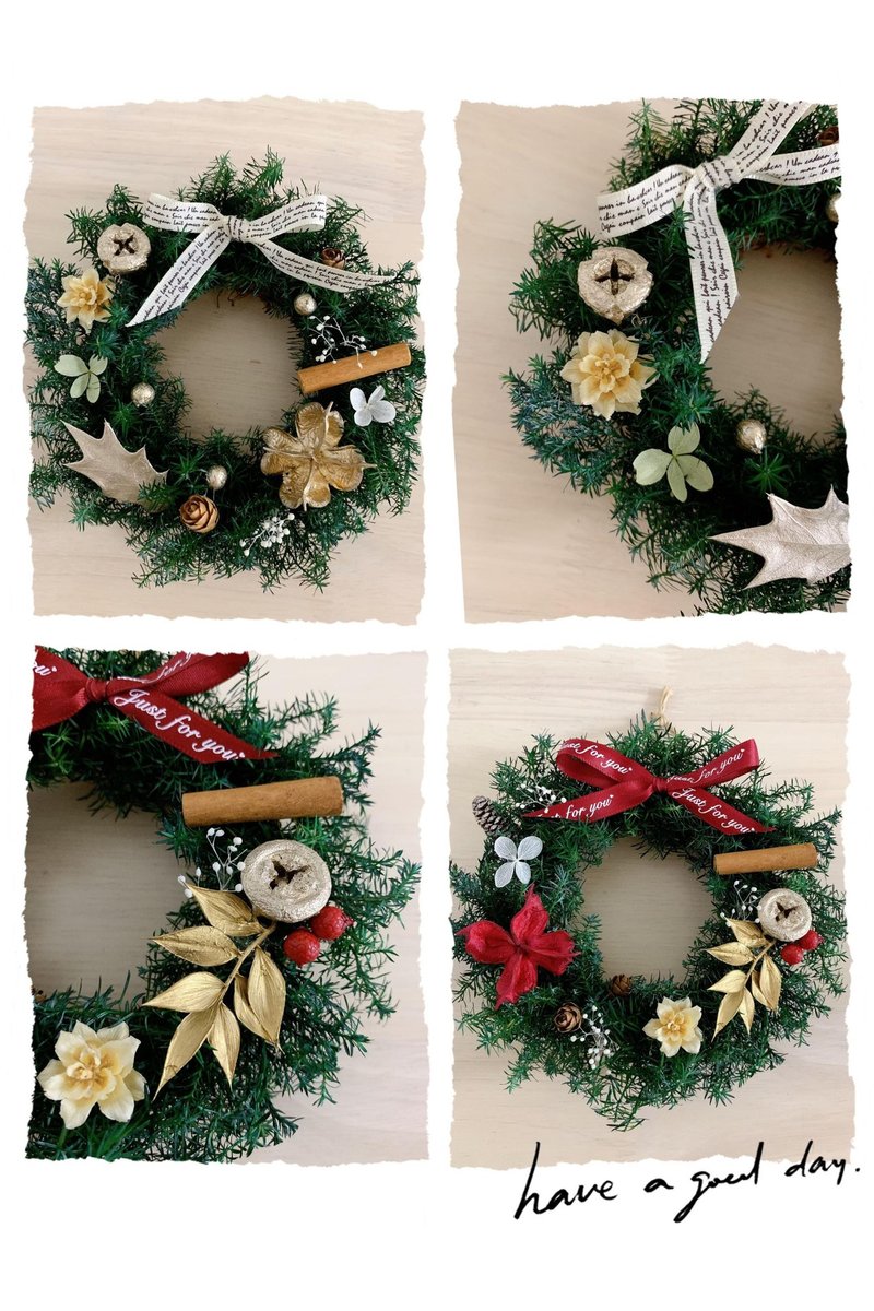 圣诞花圈材料包  12厘米款  不含教学  请详阅说明 - 摆饰 - 植物．花 绿色