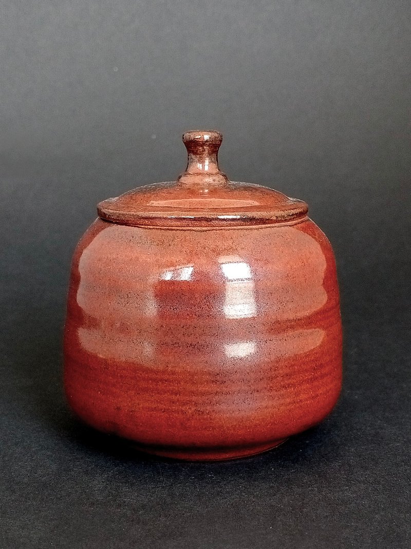 幸福 铁红釉小茶仓 - 茶具/茶杯 - 陶 