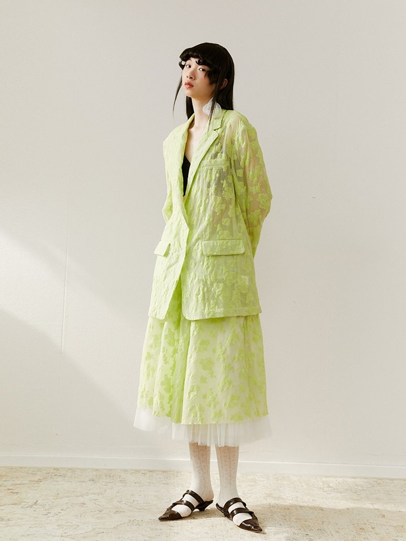 【提花】新中式复古中国风 西装外套 - 其他 - 其他材质 绿色