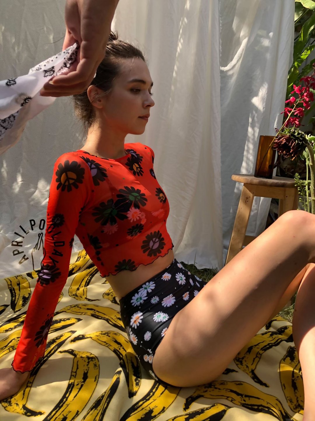 Aprilpoolday / Daisies Tattoo / Orange / S - 女装上衣 - 其他材质 橘色