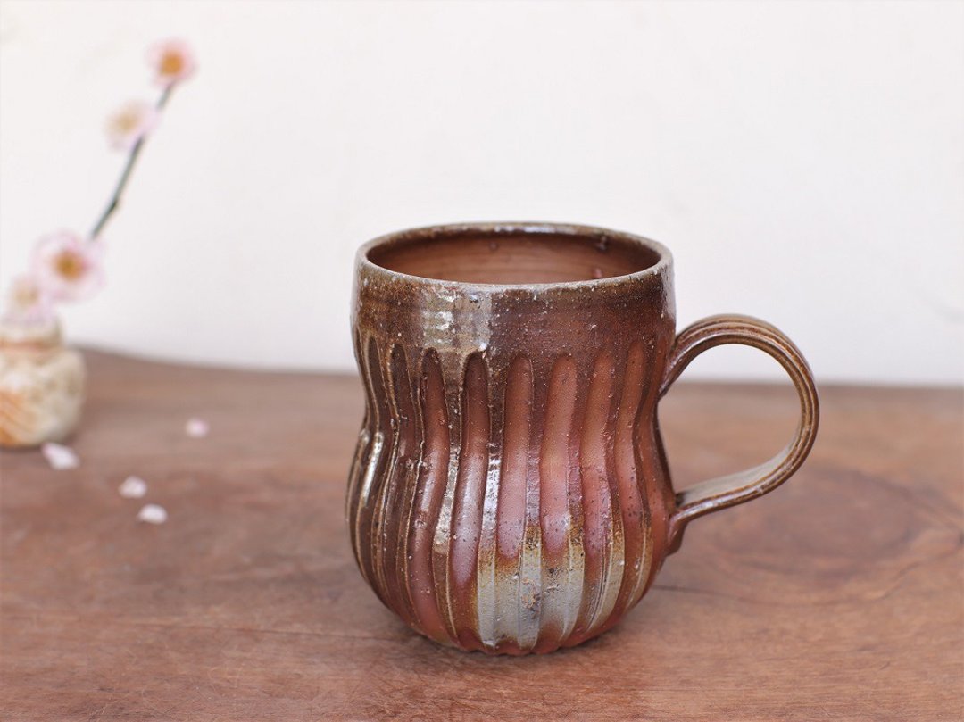 Bizen ware coffee cup (ho) c11-030 - 咖啡杯/马克杯 - 陶 咖啡色