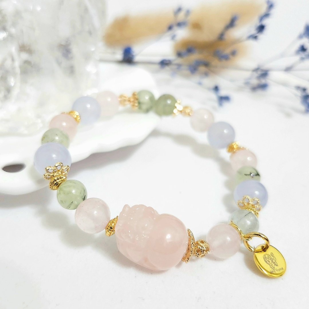 莱茵园的吞钱兽/助事业运、招桃花之水晶 - 手链/手环 - 水晶 粉红色
