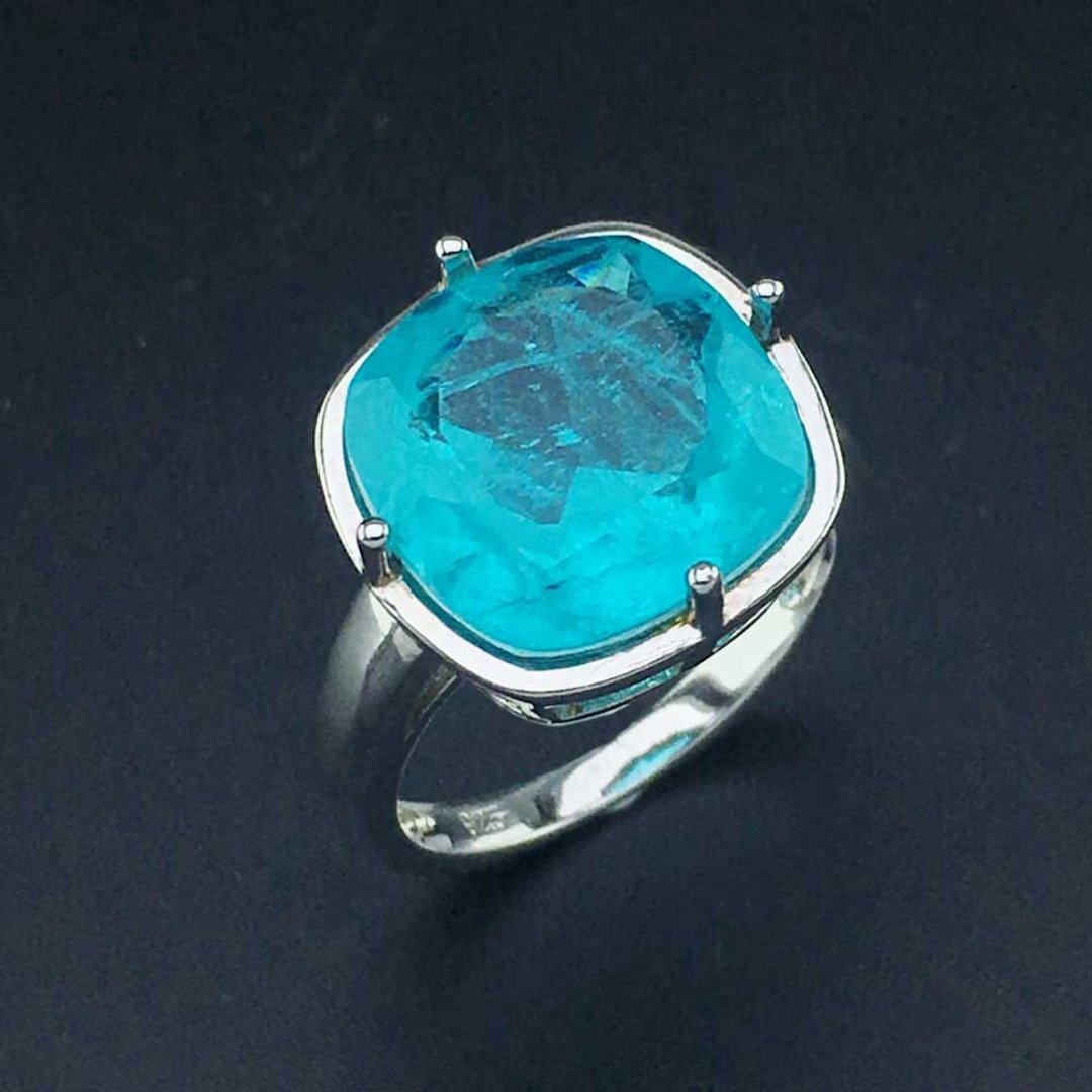Paraiba Tourmaline Ring, Created Paraiba Tourmaline Ring - 戒指 - 其他材质 蓝色