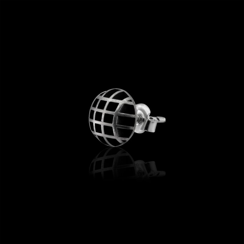 河内 - 925k 氧化纯银耳钉 - 耳环/耳夹 - 纯银 