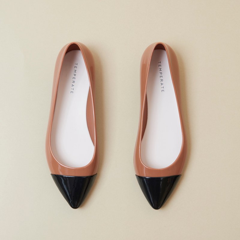 AMERI (CARAMEL) PVC TOECAP FLATS toe cap pumps - 高跟鞋 - 防水材质 咖啡色