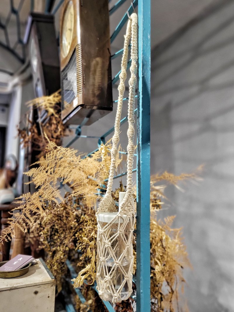 Macrame编织水瓶背袋 - 随行杯提袋/水壶袋 - 棉．麻 多色