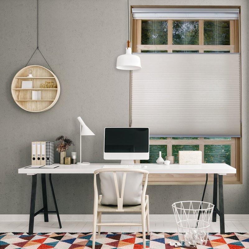 米白上下开合双循环珠链半遮光蜂巢帘 (Winter White) - 门帘/门牌 - 聚酯纤维 