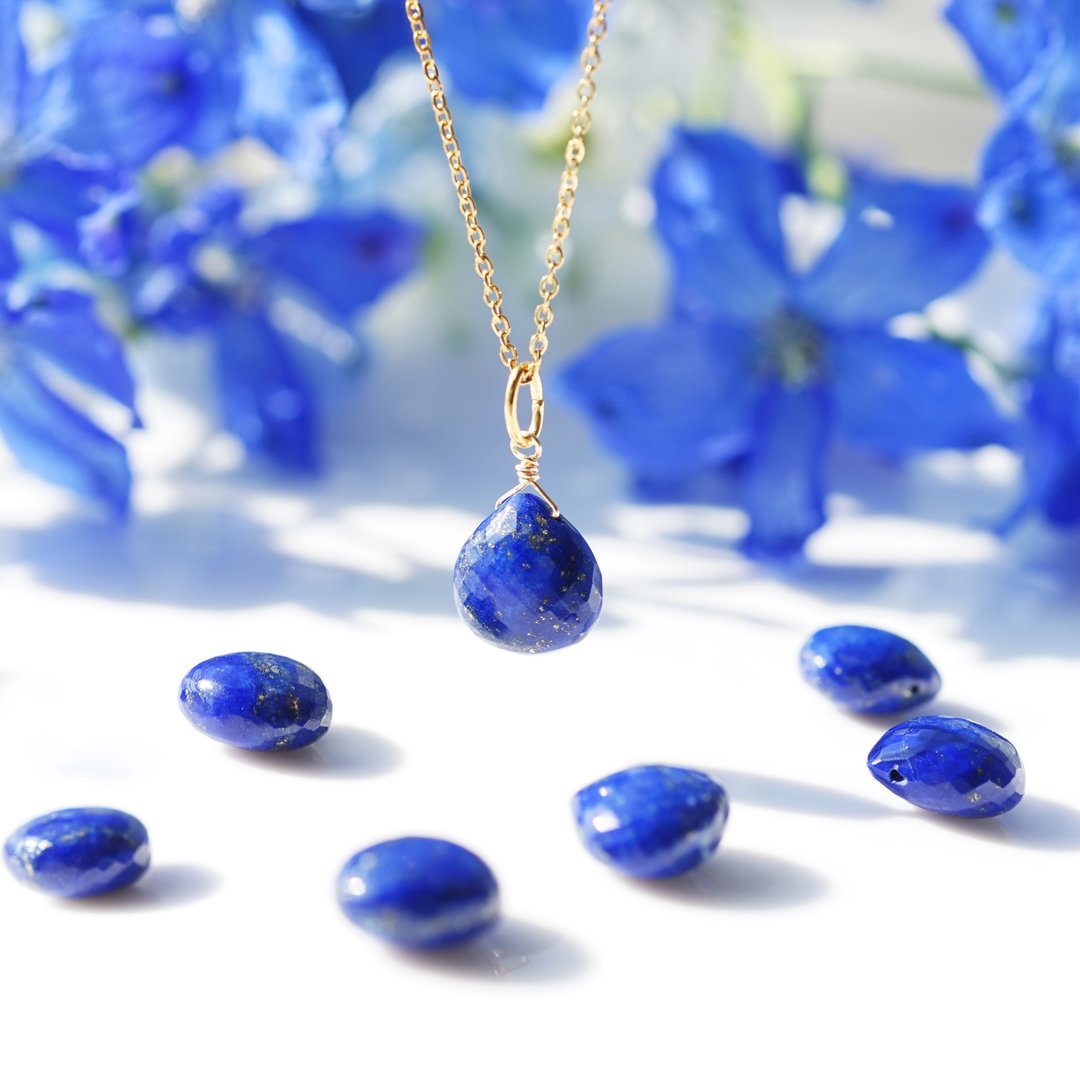顶级大克拉 青金石栗子切割项链・滑动链 50cm 夜空宝石 - 项链 - 宝石 蓝色