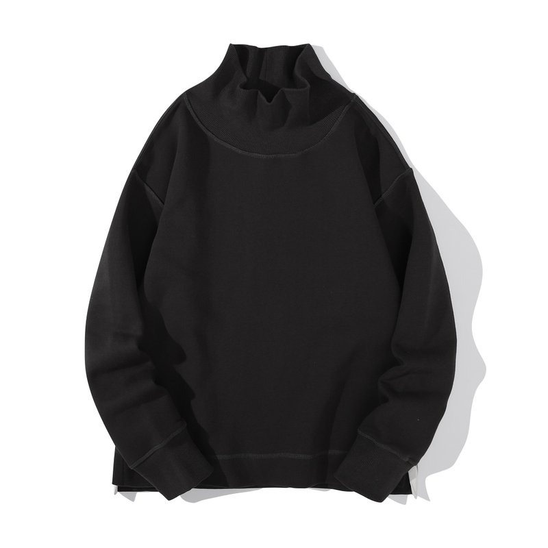 Incense Harbour 宽松高领毛衣 - 碳啡色 - 中性连帽卫衣/T 恤 - 棉．麻 咖啡色