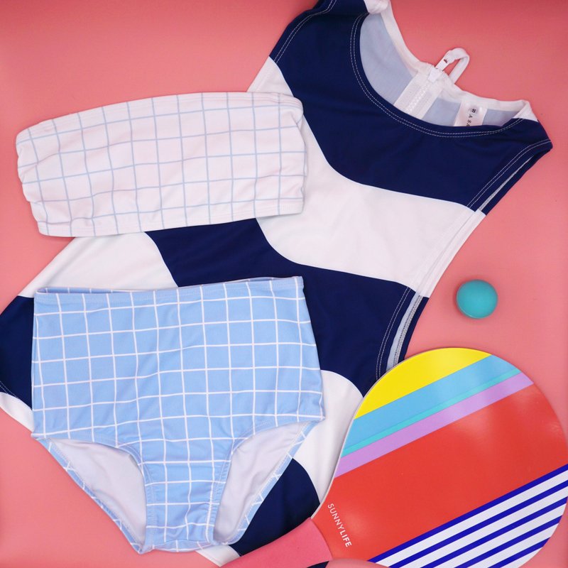 Blue Voyage - 3-piece swimsuit set - 女装泳衣/比基尼 - 聚酯纤维 蓝色