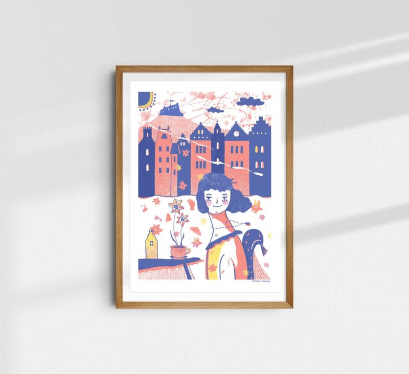 艹方作品 爱丁堡春天 A3大小 艺术复制画 画作居家布置民宿摆设 - 海报/装饰画/版画 - 纸 粉红色