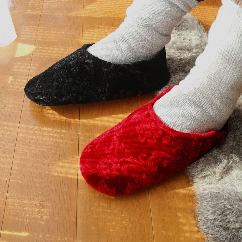 【春节禮物】日本製和歌山绒面室内鞋 舒适气垫两穿拖鞋 红黑 - 室内拖鞋 - 其他人造纤维 红色