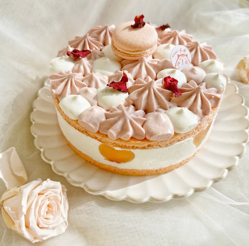 【可宅配】蜜桃红茶戚风６寸 - 蛋糕/甜点 - 新鲜食材 粉红色