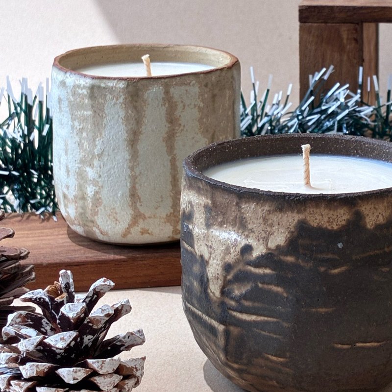 陶瓷香氛蜡烛 - 蜡烛/烛台 - 陶 咖啡色