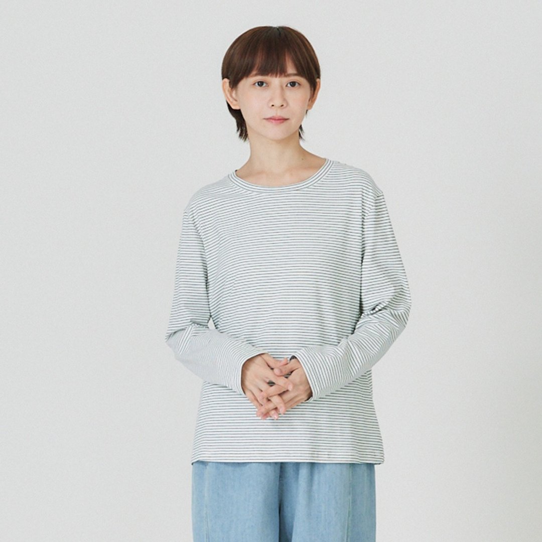 【Simply Yours】条纹打底长袖T 白F - 女装上衣 - 棉 白色