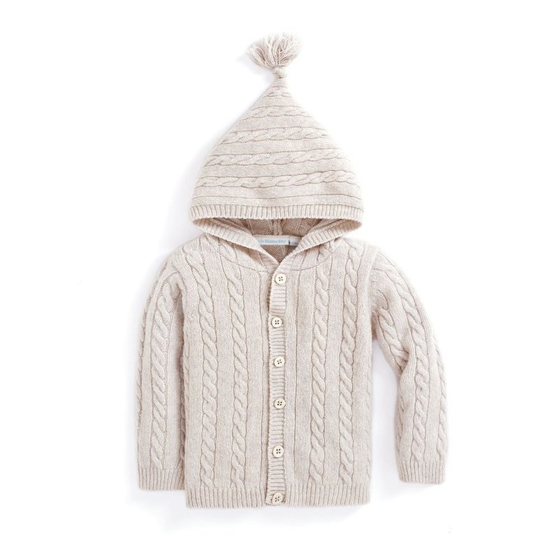 可爱超萌系列 经典 麻花针织外套 帽T - 童装外套 - 棉．麻 卡其色