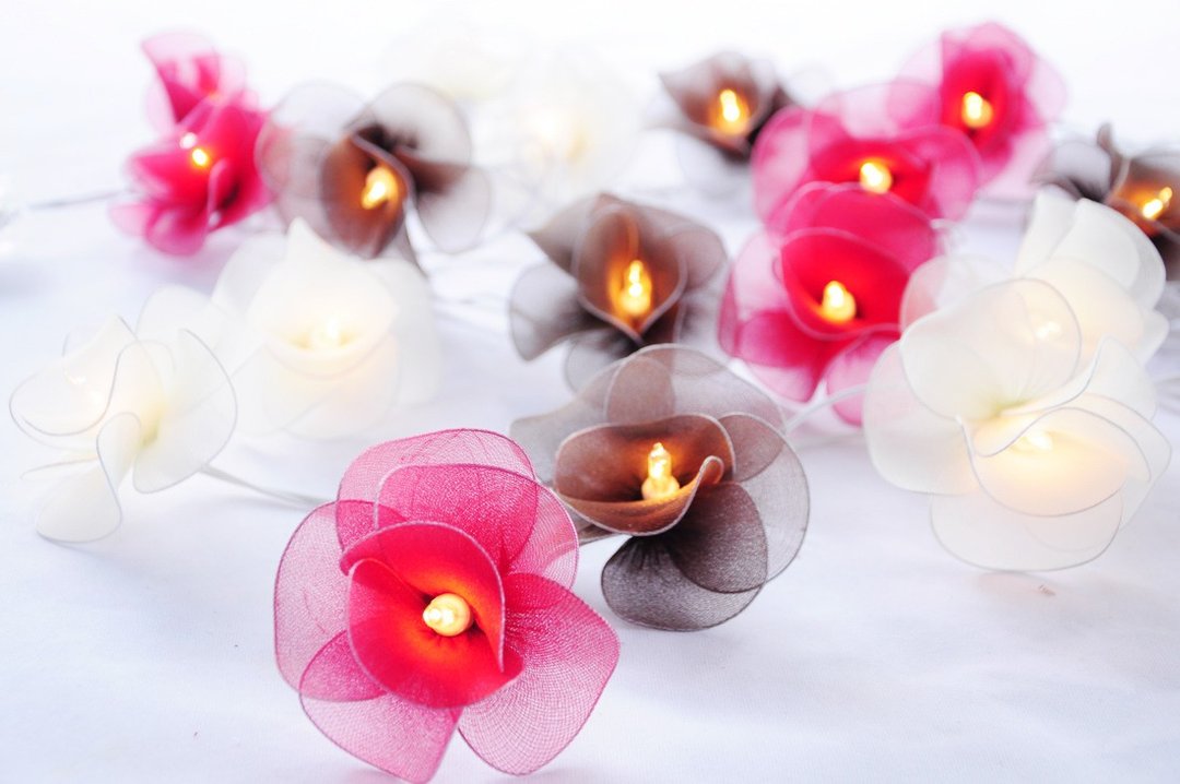 Handmade Flower String Lights for Decoration,Wedding,Party,Bedroom 20 Lights - 灯具/灯饰 - 纸 