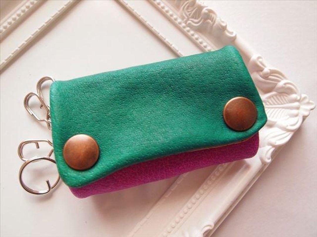 Color order [pig leather soft key case] - 钥匙链/钥匙包 - 真皮 绿色