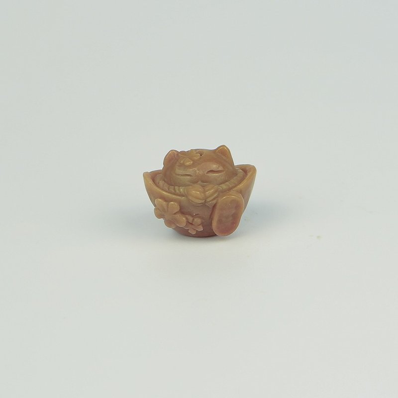 051929月夜定定猫/淡红色/带孔素材/月夜城/晶石/天然/水晶 - 金工/饰品 - 水晶 红色
