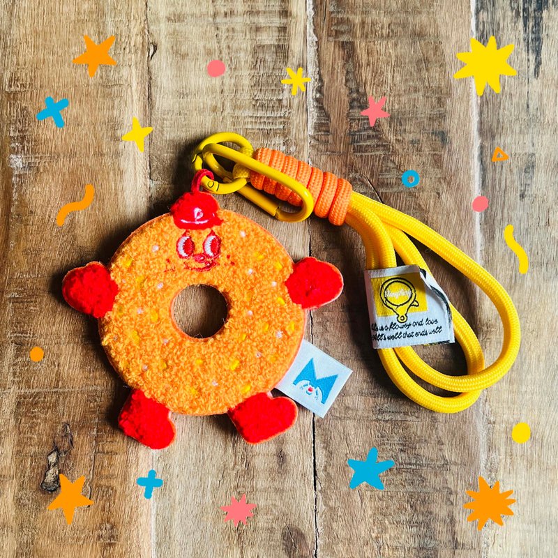 甜甜圈小子/毛巾绣挂饰 - 钥匙链/钥匙包 - 棉．麻 多色