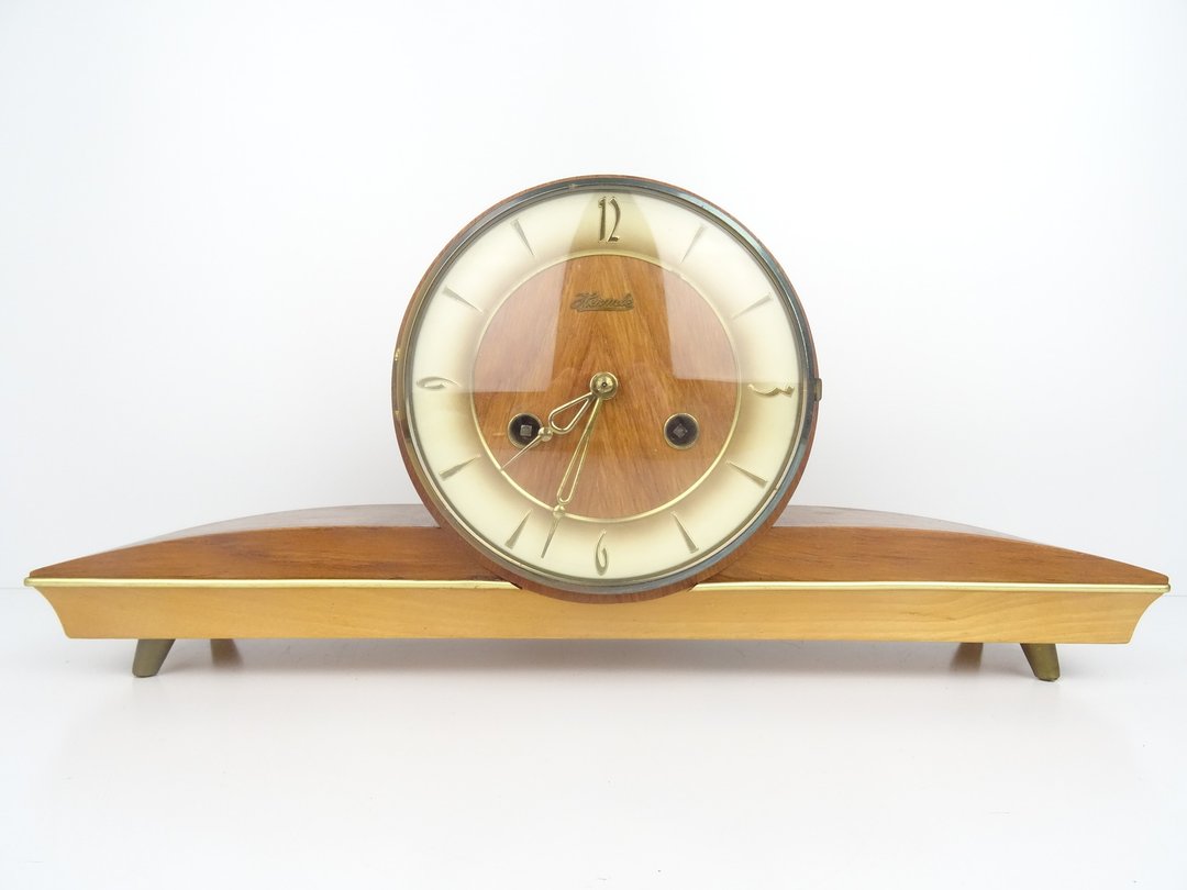 Vintage Antique Mantel Clock Germany Design HERMLE Bracket Mantle Shelf 8 day - 时钟/闹钟 - 木头 