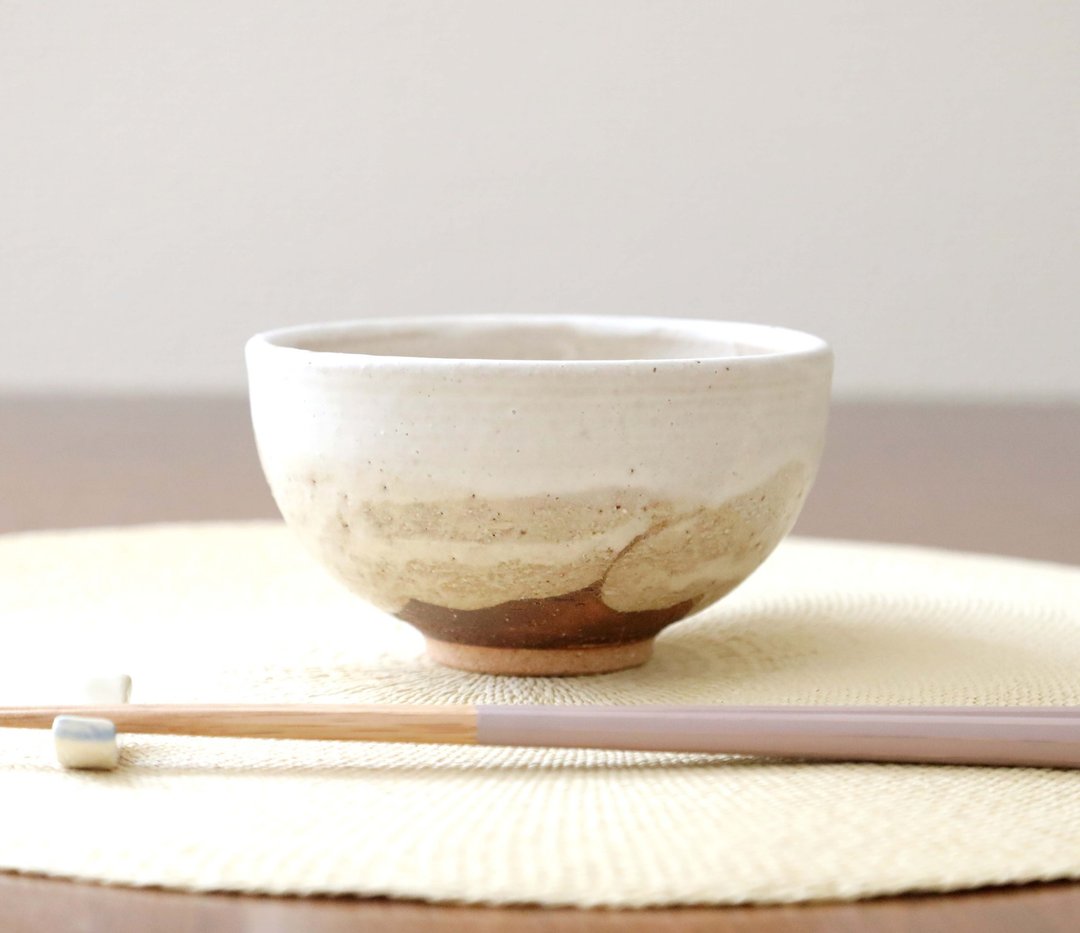 红土哑釉饭碗 - 碗 - 陶 白色