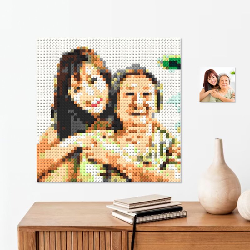 【定制 • 母亲节】节日礼物 - 标准尺寸积木画 + 质感外框 - 妈妈包 - 塑料 卡其色