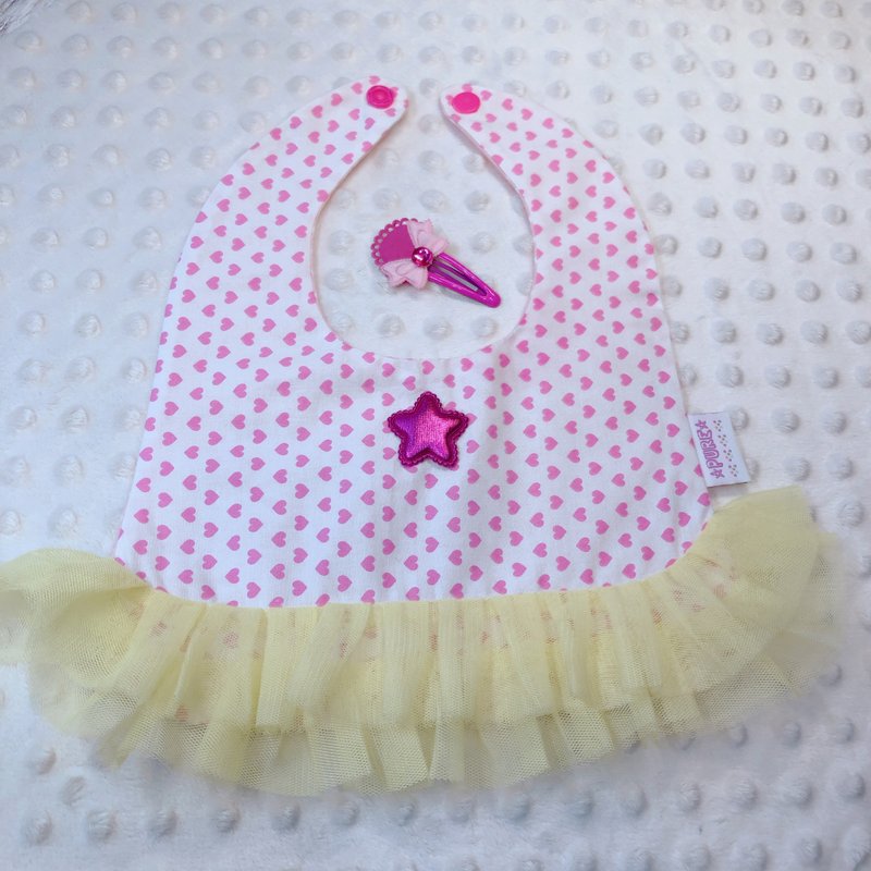 手工制宝宝造型围兜口水巾/拍照/粉红/公主风芭蕾@附赠发夹@黄 - 围嘴/口水巾 - 其他材质 粉红色
