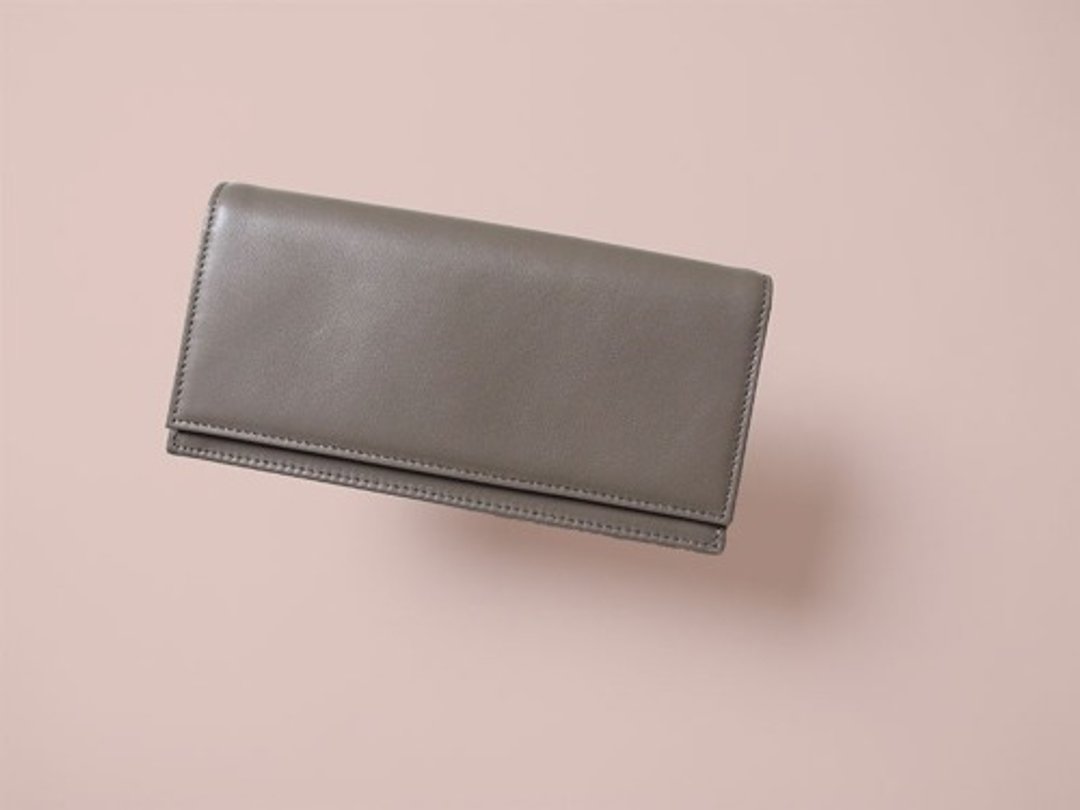 高端意大利皮革制成的时尚长款钱包 - Long Wallet - TAUPE - 皮夹/钱包 - 真皮 咖啡色