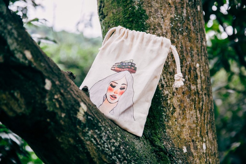 图书馆女孩 束口袋 - 铅笔盒/笔袋 - 纸 紫色