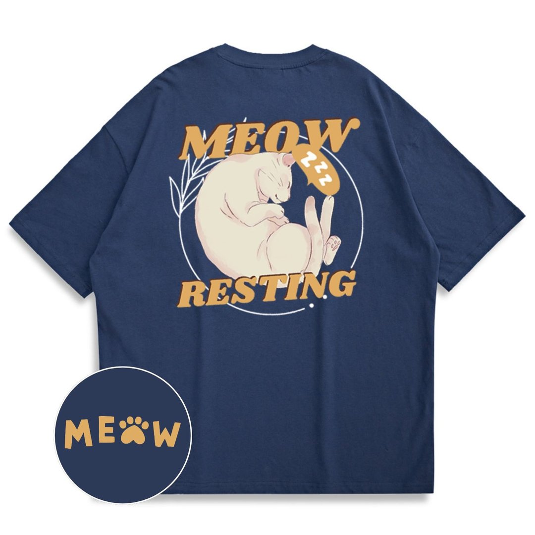 【CREEPS】Meow Resting 宽松重磅印花T恤 - 男装上衣/T 恤 - 棉 多色