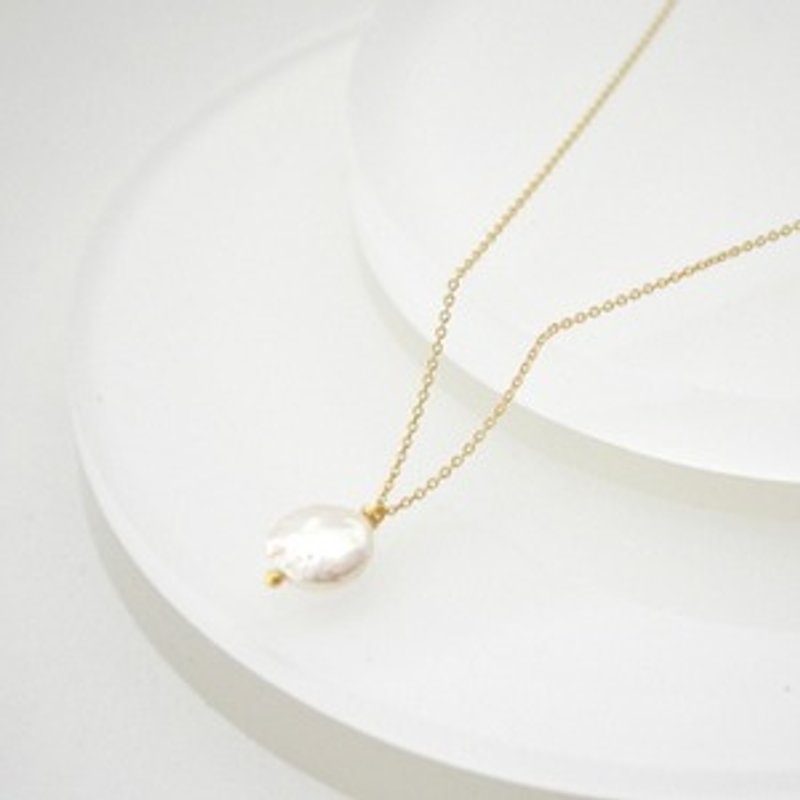 Necklace / Baroque Coin Pearl Necklace - 项链 - 宝石 白色