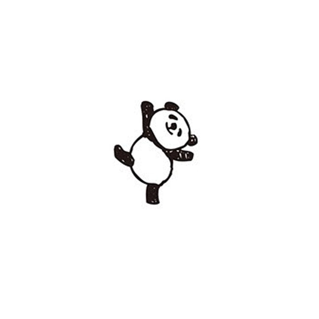 【KODOMO NO KAO】熊猫 木印章 跳舞 - 插画/绘画/写字 - 木头 卡其色