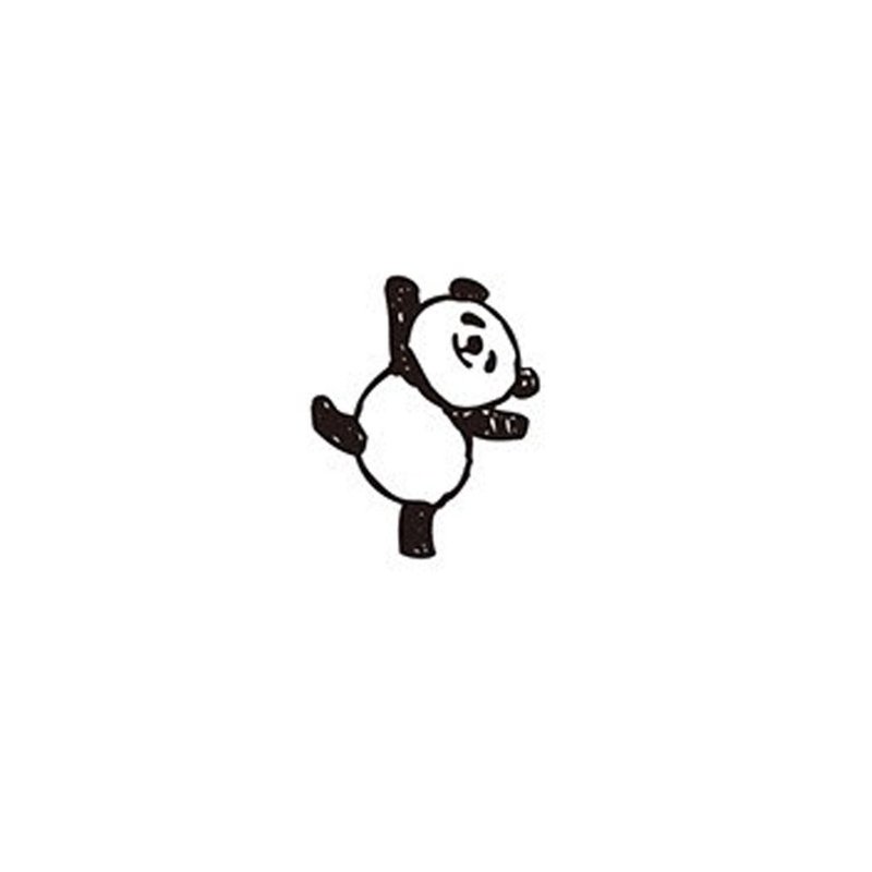 【KODOMO NO KAO】熊猫 木印章 跳舞 - 插画/绘画/写字 - 木头 卡其色