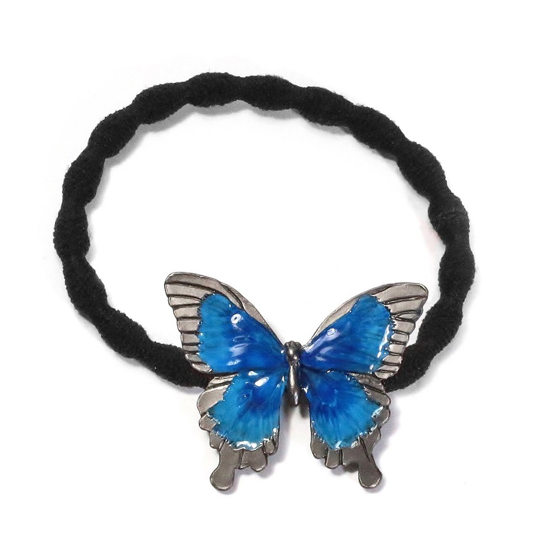Swallowtail hair elastic / Ooruriageha hair rubber HG010 - 发饰 - 其他金属 蓝色
