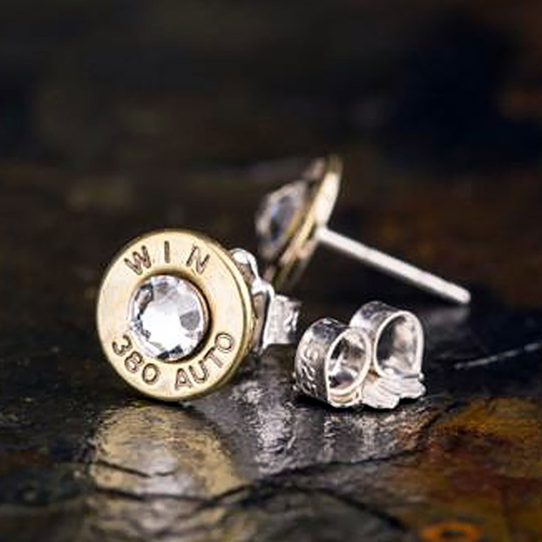 Bullet Designs 380口径子弹 水钻耳环 / 复古金属个性耳针耳扣 - 耳环/耳夹 - 其他金属 