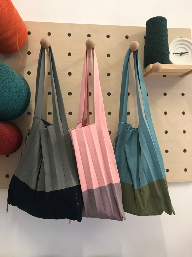 可折叠针织拼色手提/侧背包 - 手提包/手提袋 - 尼龙 